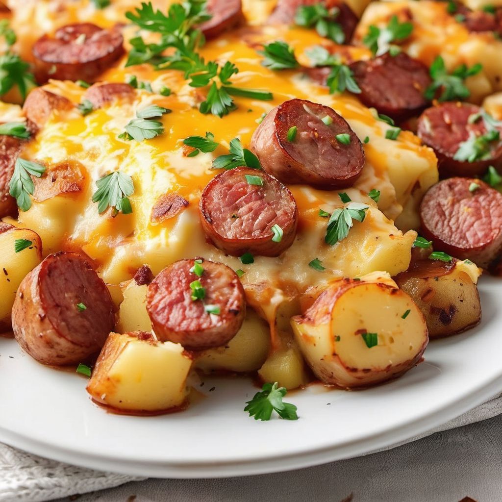 Cheesy Potato & Smoked Sausage Casserole